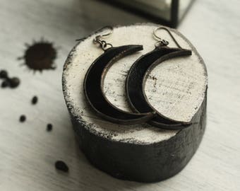 Crescent moon earrings, witch earrings, witch jewelry, moon earrings, occult earrings, gothic earrings, dark earrings, pagan earrings, witch