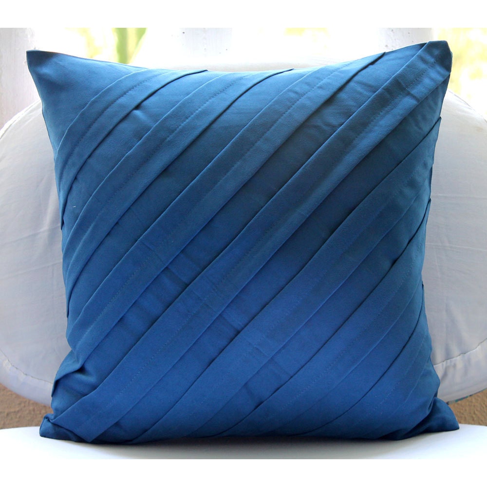 Contemporary Blue Euro Sham Covers 26x26 Suede Euro Sham