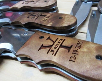 11th Anniversary Gift - Steel Anniversary - Stainless Steel Burl Wood Pocket Knife