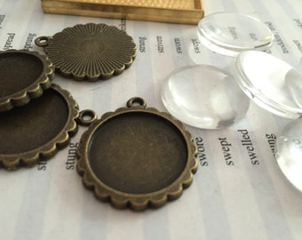 Wholesale 100 Pieces /Lot Antique Bronze Plated 20mm cabochon blanks trays charms