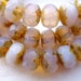 25 Beautiful Czech Glass Fire Polish Roundel Glass Beads in Light Pink Opal with Picasso 9x6mm