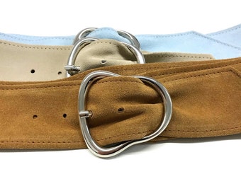 soft suede leather belt womens leather belt with silver buckle
