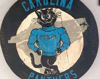 Hand Painted "Vintage" Carolina Panthers Plaque / Sign