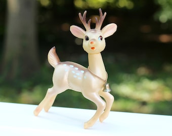 Vintage Japan Reindeer Christmas Decoration Rubber Plastic Reindeer 8"