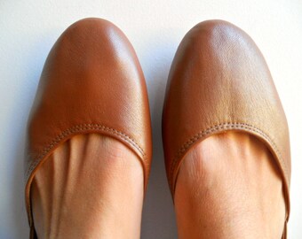 MAYA - Ballet Flats - Leather Shoes - 39- Bronze. Available in different colours & sizes