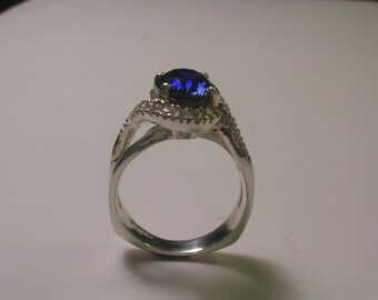 Sapphire Sterling Silver Ring With Accent Stones