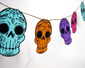 Printable Sugar Skull Garland- DIY decor - Day of the Dead - Dia de los Muertos -