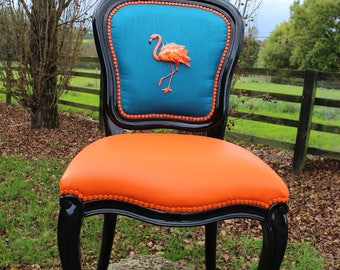 Hand embroidered Flamingo chair