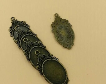 10pcs Cameo Setting Tray 18x25mm Cabochon Blank Setting Tray Zinc Alloy Pendant Diy Pendant T071