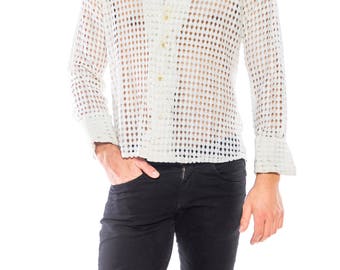 1960s Cotton Diamond Cutout Men's Shirt
