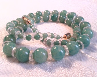 Art Deco Peking Glass Bead Necklace, 20s, 30s. "Faux" Jade Green.