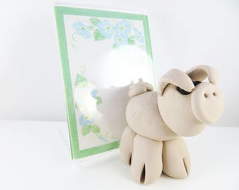Clay pig sculpture figurine photo frame