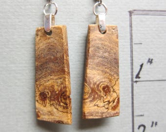 Exotic Wood Earrings, Gmelia Burl, small drop handcrafted by ExoticwoodJewelryAnd hypoallergenic wires