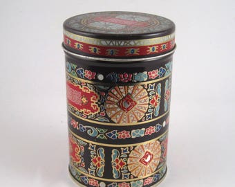 Pretty round tin - decorative tin - printed tin - abstract design tin - candy tin - cookie tin - gift tin
