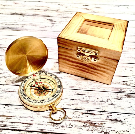 Engraved Compass personalized compass. Boxed compass Groom