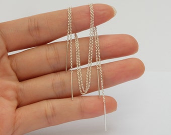 Sterling Silver Threader Earrings , thread earrings , long chain threader earring ,