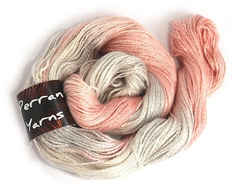 Linen blend Double Knitting yarn, hand dyed DK baby alpaca linen silk light worsted crochet yarn skein Perran Yarns Smoked Salmon, uk seller