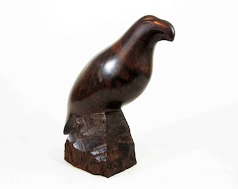 Vintage Mid Century Modern Walnut Falcon Carving. Circa 1950's - 1960's.