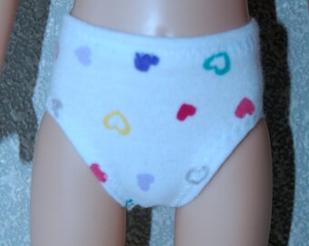 Underpants white with hearts for 14.5" Wellie Wishers or Melissa & Doug Doll Clothes tkct1124 READY TO SHIP