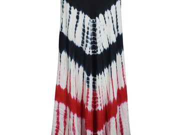 Black/Red Tie Dye Cover-Up Tank Dress Sleeveless Fit Flare Rayon Boho Chic Beach Wear Summer Fashion Comfy Dresses