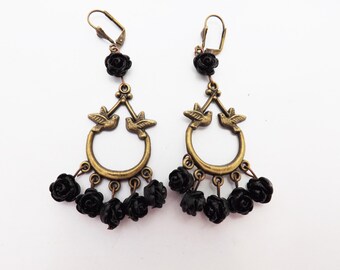 Doves and Roses Frida Kahlo Inspired Earrings