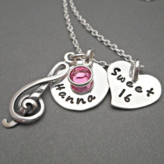 Items similar to Sterling Silver Sweet 16 Necklace Charm Necklace