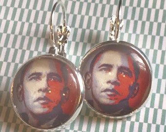 President Barack Obama glass cabochon earrings - 16mm