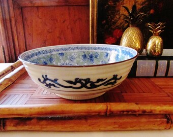 Vintage Chinoiserie Dish, Japanese Porcelain Dish, Palm Beach Decor, Hollywood Regency, Coffee Table Decor