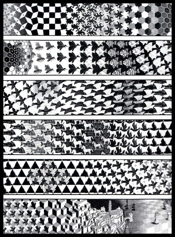MC Escher Print Escher Art Metamorphosis Circa