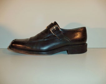 Fratelli Rossetti oxfords// 90s black leather traditional buckle Italian designer dress shoes// Men's size 9 USA 8 UK