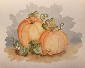Pumpkins (Original Watercolor Painting)