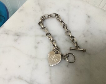 Sterling Silver Heavy Chain charm Bracelet