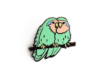 Lovebirds Enamel Pin - Bird Lapel Pin // Hard Enamel Pin, Cloisonné, Pin Badge