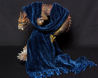 Soft Blue Handwoven Chenille Scarf