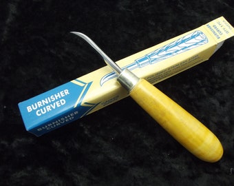 Good CURVED burnisher wood handle 6-1/4 in long PMC Tools Smooth Bezels Shines