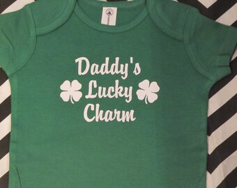 Daddy's Lucky Charm, irish baby gift, irish creeper, shamrock baby clothing, shamrock one piece, irish bodysuit, irish baby boy