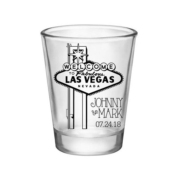 75x Personalized Shot Glasses Las Vegas Wedding Favors Lucky