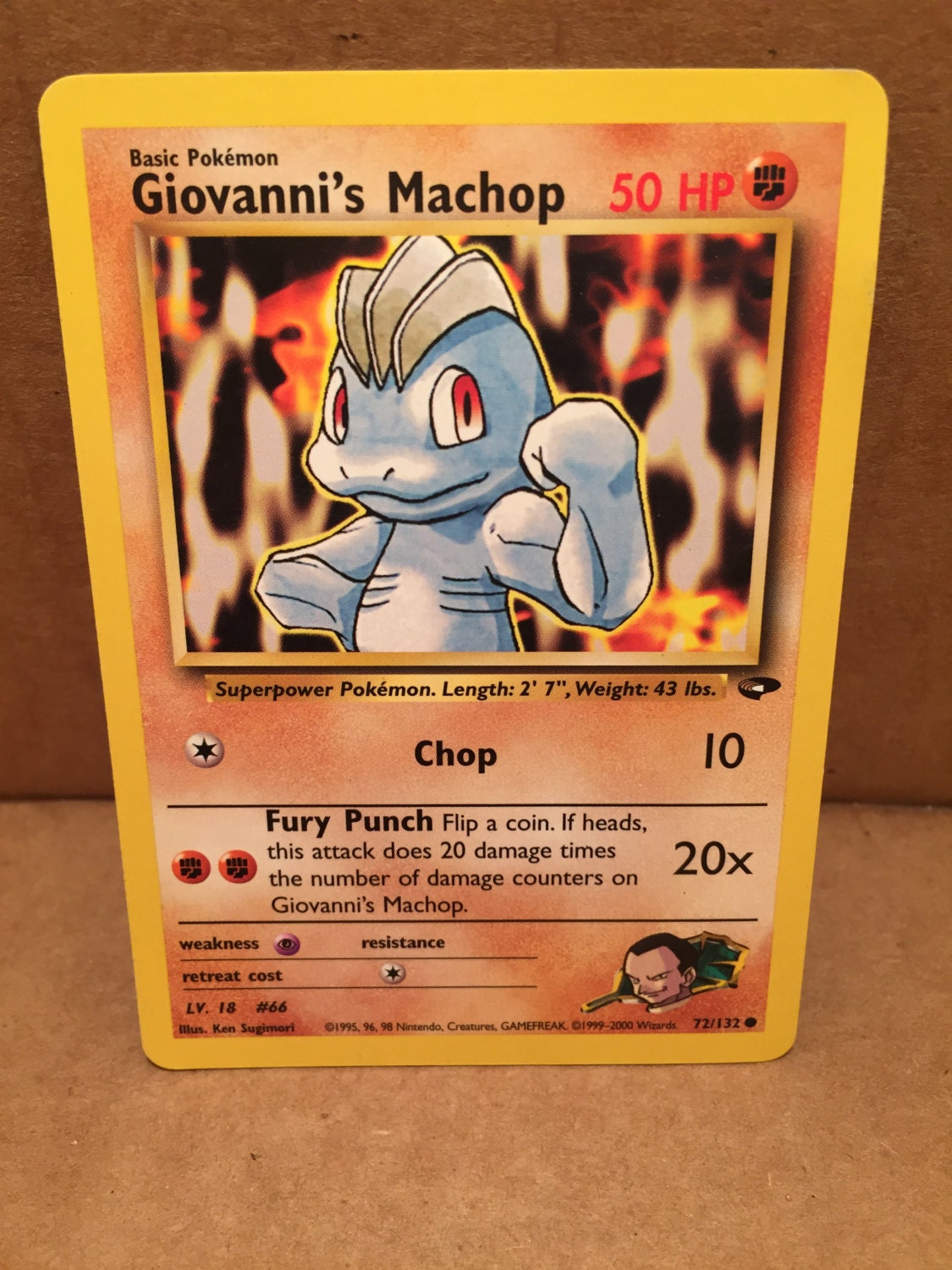 Pokemon Giovanni's Machop Card Nintendo 72/132 1995