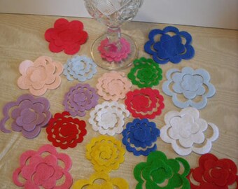 100 to 400 Assorted Random Mix Felt 3D Flower Die Cut Felt Small and Large-Free Shipping-Bobby Pins-Headbands-Hair Clips.