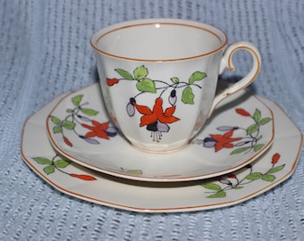 Vintage Trio by Myott & Son Cup Saucer and Cake Plate