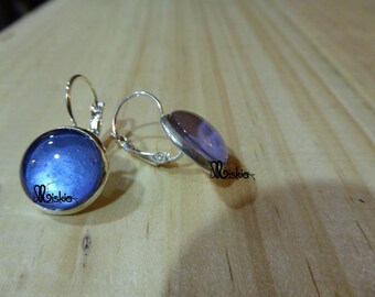 Painted glass Miskia, "Catalan tanca" zipper earrings