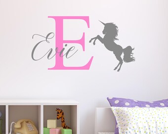 Personalised Unicorn Wall Sticker Wall Decal Childrens Kids Nursery Bedroom Playroom Vinyl