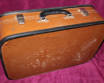 Soviet Suitcase, Antique Brown Suitcase, Vintage Travel, Hardboard Luggage, Old Luggage, Vintage Suitcase