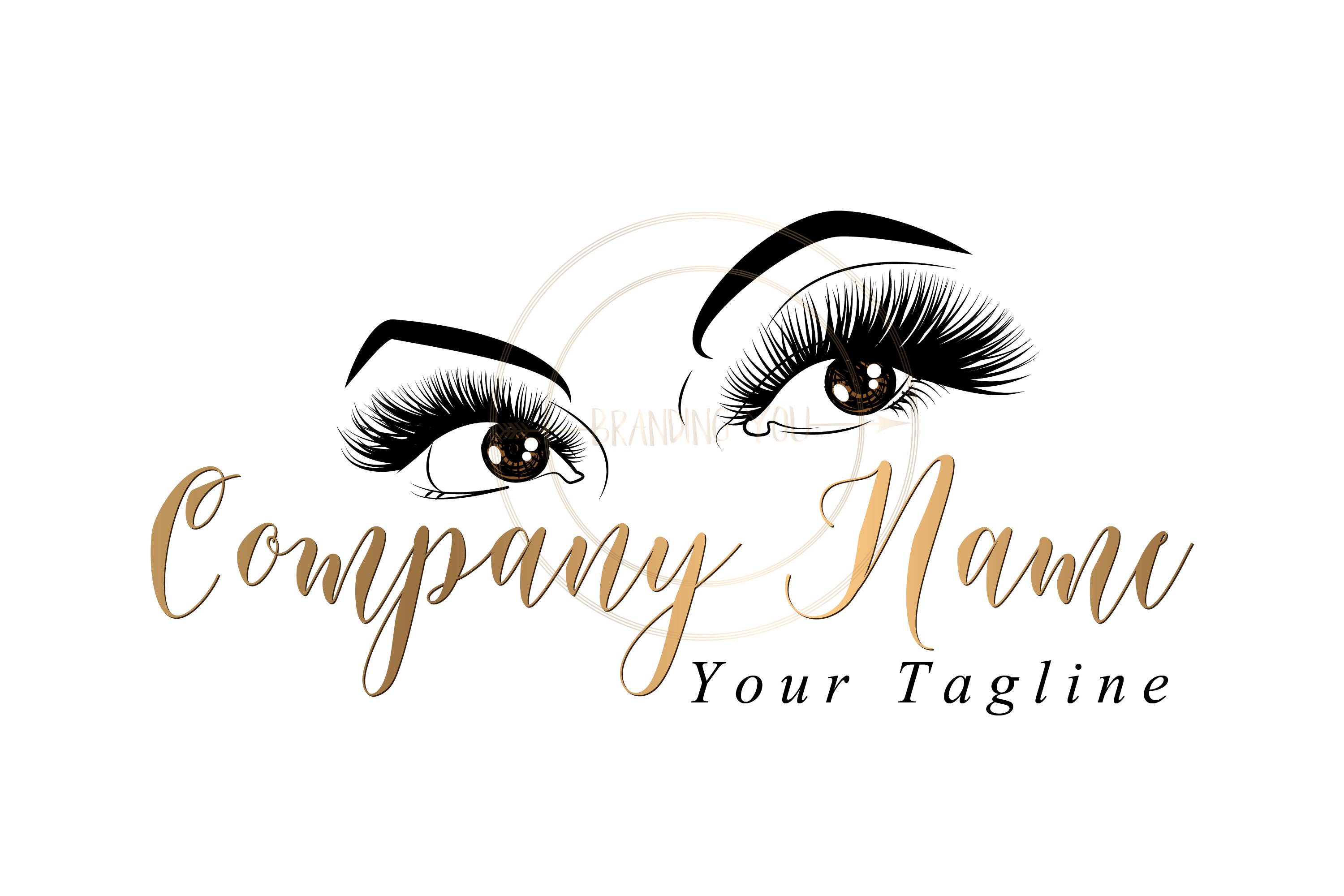 Custom Logo Lashes Logo Eyelash Logo Cosmetics Logo Gold