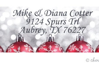 Red Ornaments address labels - set of 75