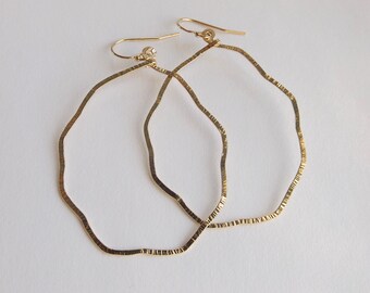 Gold Hammered Organic Teardrop Earrings
