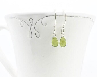 Green earrings, August birthstone earrings, gift for an anniversary, birthday earrings, Vessonite vesuvianite