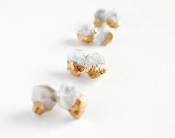 Aquamarine earrings - bridesmaid earrings - aquamarine stud earrings - raw stone earrings -march birthstone- stone earrings- bridesmaid gift