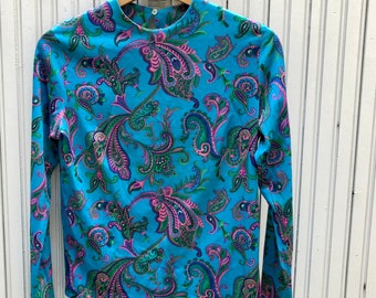 Vintage longsleeved turquoise paisley top