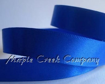 Royal Blue Double Face Satin Ribbon, 5 Widths Available: 1-1/2", 7/8", 5/8", 3/8", 1/4"